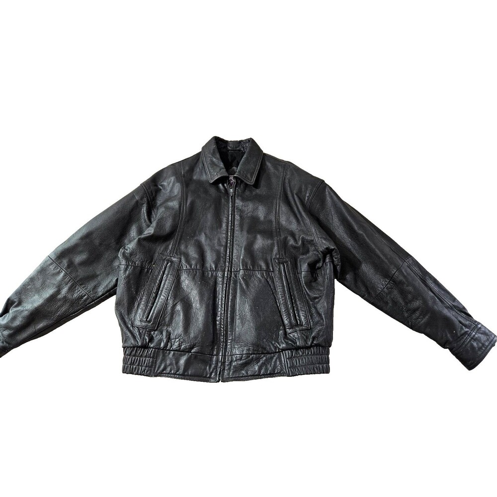 William Barry Watershed Men's Black Full Zip Genuine Leather Jacket Size Large